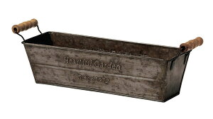 GRH【送料無料】 アンティーク風ブリキポット 長角大 2個セット 【代引不可】 〈北海道・沖縄・離島・一部地域は別途送料がかかります〉 2785-A