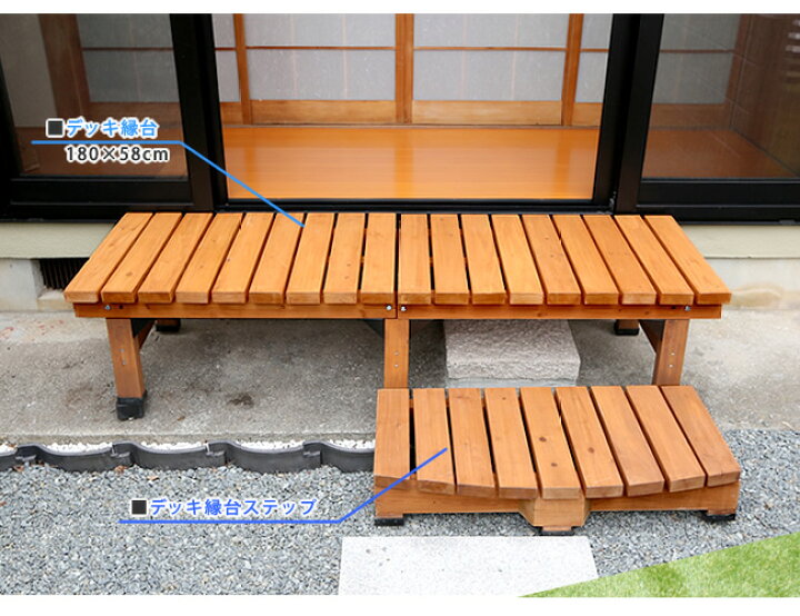 楽天市場】デッキ縁台 180×58cm【送料無料 ウッドデッキ風 簡単 縁側  