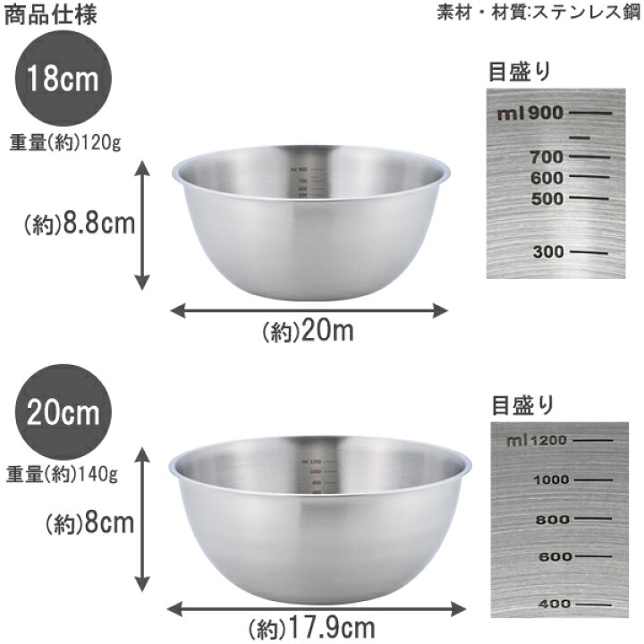 楽天市場】調理がはかどるステンレスボウル2pcs ST-2 / ステンレス 