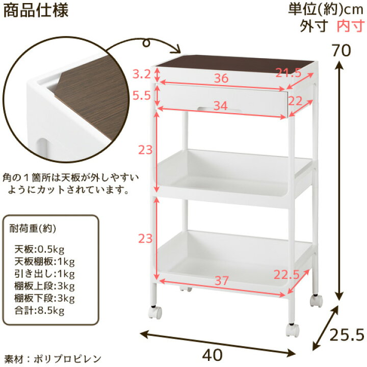 楽天市場】サージュワゴンWT 3段 F2614/ 【送料無料】/ キッチン ワゴン キャスター付き すき間収納 省スペース スリム 収納  キッチンラック キッチン収納 ランドリー収納 ストッカー シンプル ホワイト リバーシブル sage wagon : 住マイル