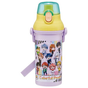 抗菌 食洗機対応 直飲み プラワンタッチ ボトル 480ml /キャラクター プッシュ式 ワンプッシュ ワンタッチ 水筒 子供用 軽量 軽い プラスチック 遠足 肩ひも ショルダーベルト 男の子 女の子