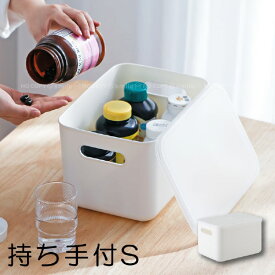 持ち手穴付き 収納ボックス・小S S0295 /【翌日出荷】持ち手 穴 持ち手付き 収納 収納ボックス BOX ケース ふた付き 蓋 ふた フタ 深型 シンプル 白 ホワイト ホワイトボックスシリーズ ポリプロピレンケース 小 S 衣類 小物