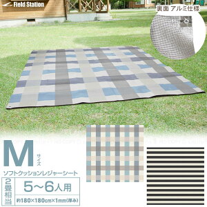 【在庫処分】ソフトクッションレジャーシート M / レジャー シート ソフト 大きめ 大きい 5人 6人 用 裏面アルミ 厚め 収納袋付き かわいい おしゃれ ペグ穴 運動会 お花見 ピクニック キャン