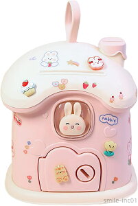 【送料無料】おし 男の子 女の子 両用 紙幣 折らずに入る 硬貨 手提げ貯金箱 鍵付き シール付き 動物 3D DIY可能 いうさぎの形 かわいい お札