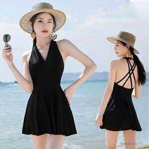 【送料無料】ワンピース 大きいサイズ お洒落 可愛い 30代 露出控えめ 女子 ブラック エレガント 20代 体型カバー水着 セクシー フレアスカ
