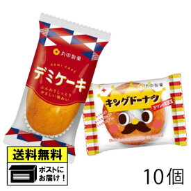丸中製菓 キングドーナツ6個＆デミケーキ4個 （10個セット） ドーナツ ケーキ スイーツ 駄菓子 メール便