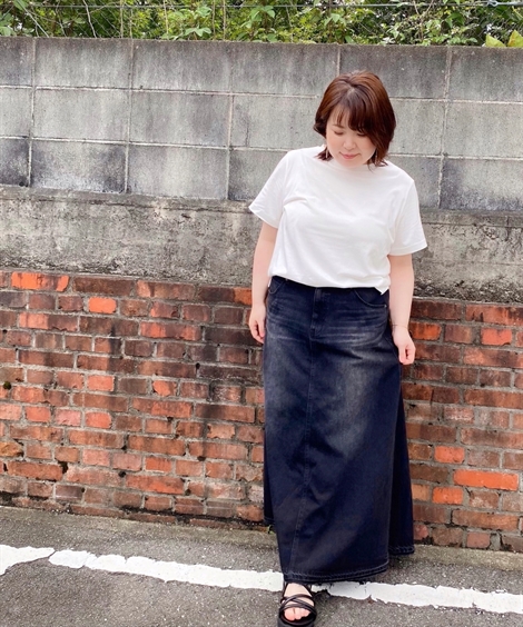 楽天市場】スカート 大きいサイズ バックフレアロングデニムスカート
