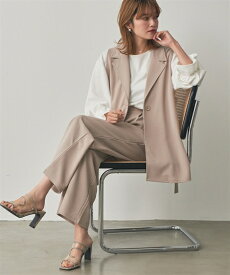 トップス 2点セット（ジレベスト+ストレートパンツ）レディース 大きいサイズ オフィスカジュアル 通勤 通学 セットアップ 無地 お買い得 きれい見え 大人 参観 体型カバー 春 夏 秋 冬 オールシーズン 30代 40代 50代 スマイルランド