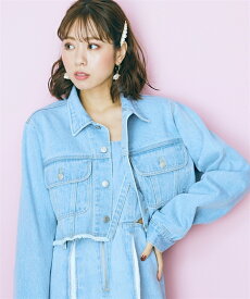 アウター 大きいサイズ クロップド丈デニムジャケット　marun L LL 3L 4L 5L 6L 8L 10L 30代 40代 50代 女性 スマイルランドマルン フェミニン デート 甘め 可愛い ぽっちゃり