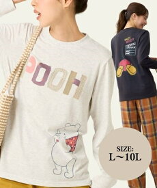 トップス 大きいサイズ　長袖プリントTシャツ（ディズニー）レディース キャラクター カジュアル 30代 40代 50代 プーさん ミッキー ミニー 春夏秋