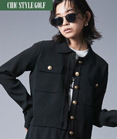 トップス 衿付ニットカーディガン シックスタイルゴルフ（大きいサイズ対応）