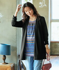 トップス 大きいサイズ カーディガン重ね着風ニットソーチュニックレディース 30代 40代 50代 春夏秋冬 スマイルランド smilelandあったか防寒 ぽっちゃり