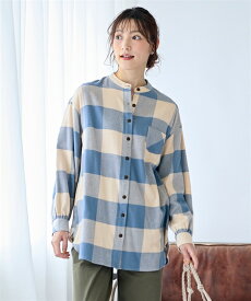 ＼クーポン有／トップス 大きいサイズ 吸湿発熱あたたかゆるシルエットバンドカラーネルシャツレディース 30代 40代 50代 春夏秋冬 スマイルランド smilelandあったか防寒 ぽっちゃり