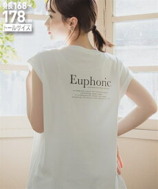 ＼クーポン有／トップス 高身長　綿100％フレンチスリーブロゴプリントTシャツ（UVカット・接触冷感）（トールサイズ）無地 ベーシック トールサイズ 丈長 春夏秋 20代 30代 40代Essenave