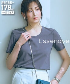 ＼クーポン有／トップス 高身長　UネックTシャツ（トールサイズ）Essenave 無地 ベーシック トールサイズ 丈長 マキシ 春夏秋 20代 30代 40代 プチプラ 低価格