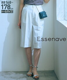 ＼クーポン有／パンツ 高身長　タックハーフパンツ（トールサイズ）Essenave 無地 ベーシック トールサイズ 丈長 春夏秋 20代 30代 40代