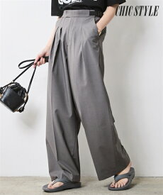 パンツ タックワイドパンツ＜大きいサイズ有＞シックスタイルレディース 大きいサイズ 20代 30代 40代 50代 春 夏 秋 お出かけ シンプル ベーシック 体型カバー スマイルランド smileland