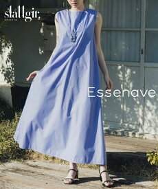 ＼クーポン有／ワンピース 高身長　ノースリーブフレアマキシワンピース（トールサイズ）Essenave 無地 シンプル 30代 40代 50代 オフィスカジュアル きれいめ