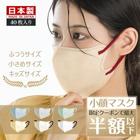 ＼クーポンで最安1袋160円／3Dマスク 日本製 バイカラーマスク 小さめマスク マスク 40枚 不織布マスク 3D立体マスク 普通サイズ 小さめサイズ キッズ 子供 小顔 カラー 3D立体マスク 耳が痛くならない 息しやすい バイカラー おしゃれ