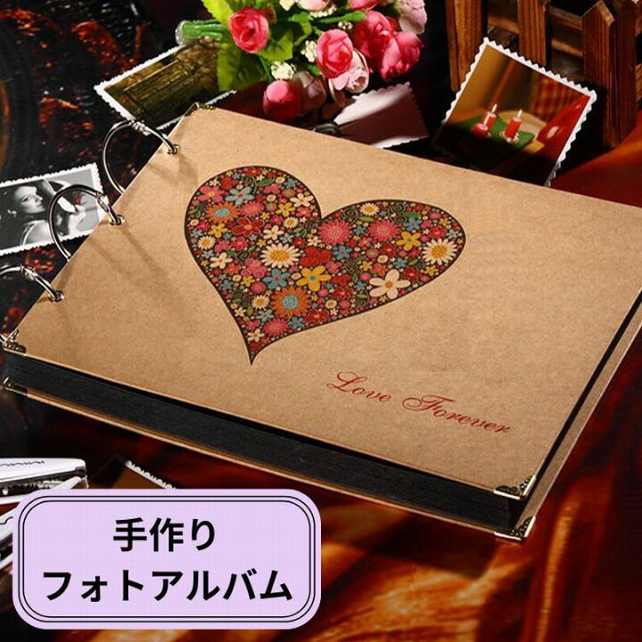 楽天市場】送料無料 手作り フォトアルバム ハート / 雑貨 写真 DIY 
