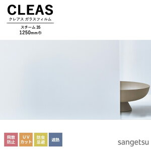 ガラスフィルム サンゲツ CLEAS クレアス 2025-2028 マット / フロスト PET スチーム 35 GF1821-2 巾1250mm 10cm単位でオーダー可能! 注文は個数5以上でお願いします。 飛散防止 UVカット 防虫忌避 遮熱