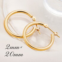 楽天市場】フープピアス 2mm×20mm k18の通販