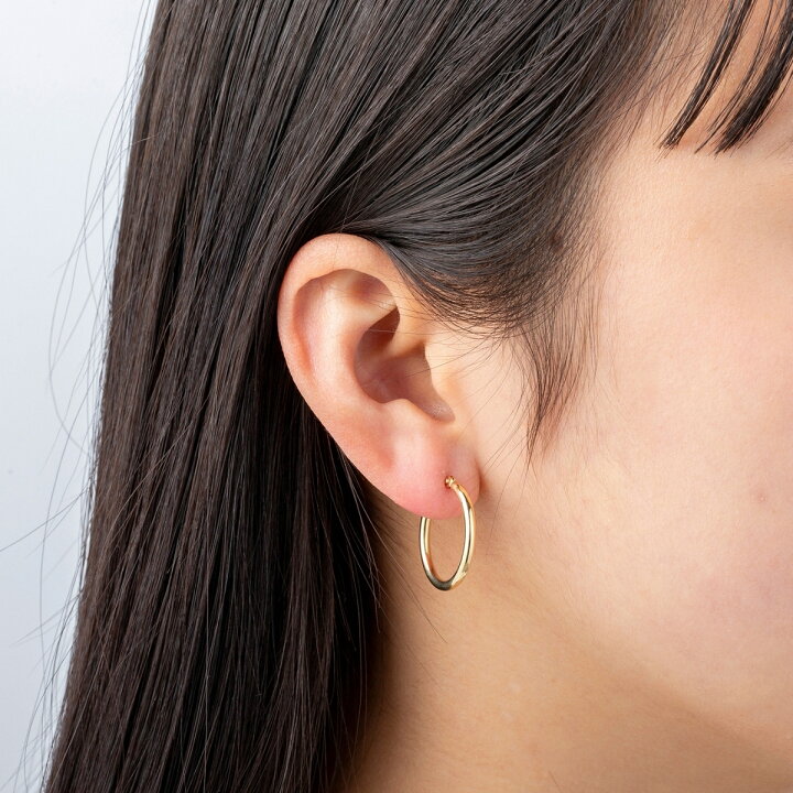 楽天市場】18金 フープピアス メンズ レディース 2mm×20mm K18 18K K18 