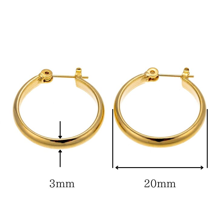 楽天市場】ポストのみ18金 フープピアス メンズ レディース 3mm×20mm 