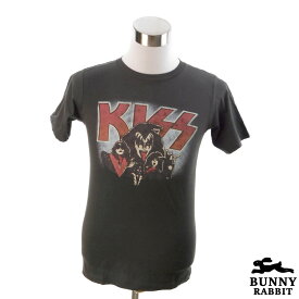 デザインTシャツ BUNNY RABBIT KISS キッス ビンテージ風 ハードロック ロック バンド フェス 黒 ブラック