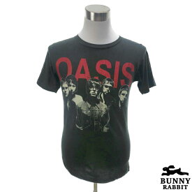 デザインTシャツ BUNNY RABBIT OASIS オアシス ビンテージ風 ロック ブリティッシュロック UK レジェンド バンド フェス 黒 ブラック バンドTシャツ