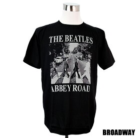 デザインTシャツ Broadway The Beatles Abbey Road ビートルズ アビーロード 黒 バンドTシャツ プリントTシャツ グッズ 音楽 ロック 洋楽 レコードジャケット UK フェスコーデ Tシャツ 男女兼用 サイズM＆L
