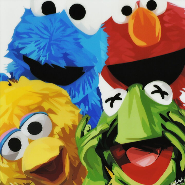 楽天市場 Sesame Street セサミストリート Keetatat Sitthiket アートフレーム アートパネル インテリア 雑貨 店舗 内装 玄関 おしゃれ ポップアート ポスター 絵 イラスト 壁掛け キャラクター 海外テレビ 子供番組 クッキーモンスター エルモ ビッグバード スマイル