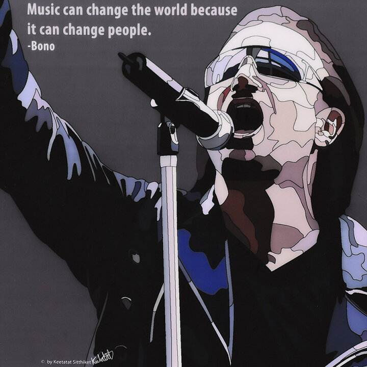 楽天市場 ポップアートフレーム Bono ボノ ｕ２ Keetatat Sitthiket アートパネル インテリア 雑貨 店舗 内装 玄関 おしゃれ ポスター 絵 イラスト 壁掛け 歌手 ミュージシャン ロック バンド レジェンド スマイルワゴン楽天市場店