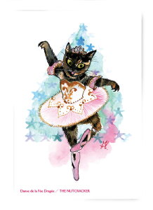 B0037 猫ポストカード アートボードバレリーニャ【Danse de Fee Dragee/THE NUTCRACKER】北田浩子