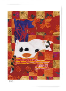 S0002 猫ポストカード アートボード【小虎姫】北田浩子