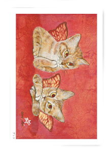 S0016 猫ポストカード アートボード【プット】北田浩子