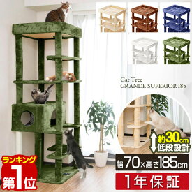 【楽天1位】 キャットツリー 据え置き 高さ 185cm 幅 70cm 屋根付き 猫タワー シニア 運動不足 猫ちゃん GRANDE SUPERIOR185 組み立て 設置 簡単 爪とぎ ハウス付き スクラッチ 多頭 猫 ねこ ペット ペット用品 ペットグッズ ワイド 1年保証 ■[送料無料]