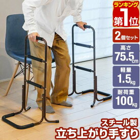 【楽天1位】手すり 立ち上がり 補助 2個セット 玄関 トイレ 介護 簡単組立 置くだけ 工事不要 3段階 ソファ ベッド 手摺 補助手すり 補助器具 サポート 転倒防止 つかまり立ち 片手すり 軽量 楽々 高齢者 介護用品 リハビリ 段差 スチール 1年保証 ■[送料無料]