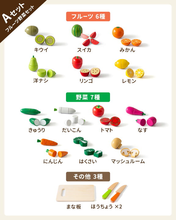 楽天市場】【楽天1位】RiZKiZ ままごとキッチン 木製 フルーツ/野菜 