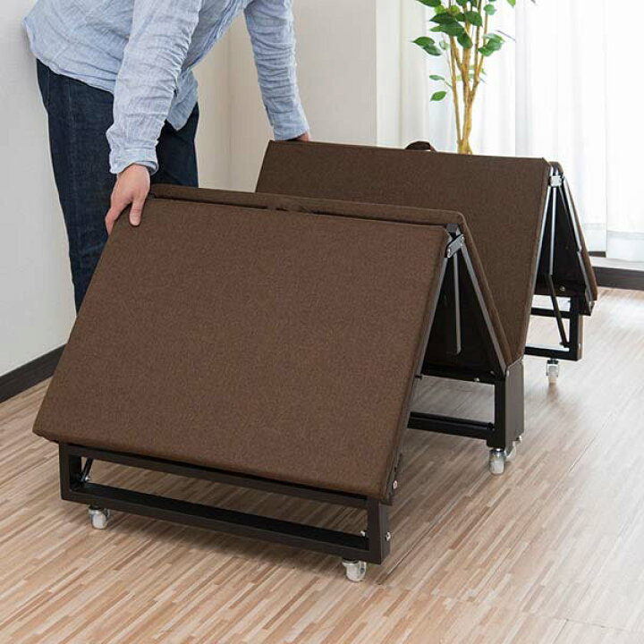 ベッド 折りたたみベッド コンパクト 簡易ベッド 幅65x1cm シングル キャスター 送料無料 スモール 小型ベッド 折りたたみベット 折り畳みベッド 四つ折り
