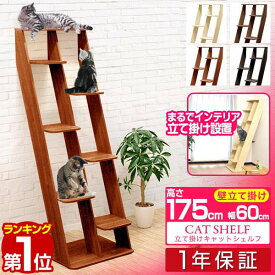 【7,920円→SALE6,930円〜10/9(金)01:59まで】【楽天1位】キャットツリー 据え置き スリム 木製 省スペース 高さ 175cm 幅 60cm 猫タワー シニア 大型猫 低段 運動不足 キャットシェルフ 家具調 組み立て 設置 簡単 階段 スクラッチ 多頭 ■[送料無料]