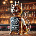 ウィスキーボトル 耐熱ガラス製 猫 キャット 動物柄ガラス容器