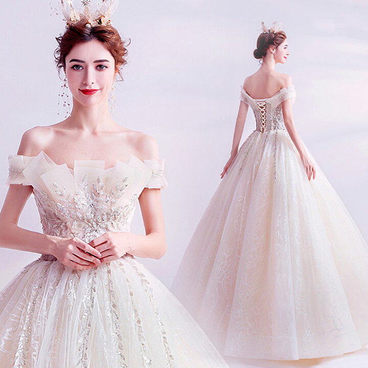 楽天市場】パーティードレス ロング カラードレス オフホワイト  