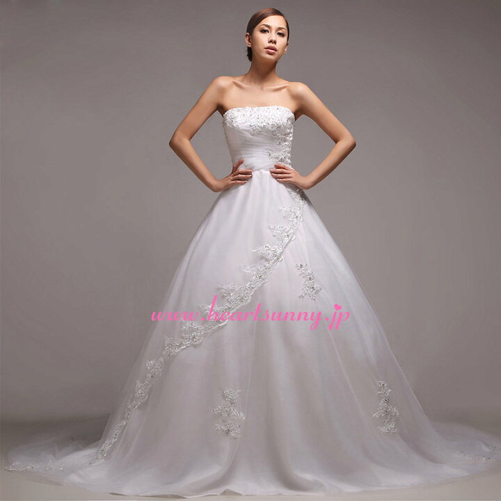 楽天市場】ウェディングドレス Aライン☆A092☆ビスチェ レース ビーズ  