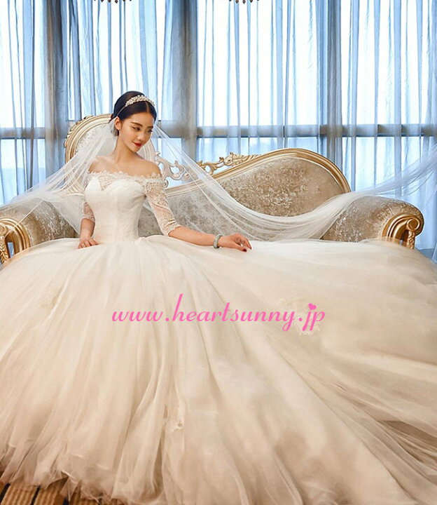 楽天市場】ウェディングドレス Aライン☆B113☆透明感レースオフ  