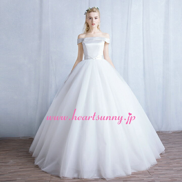 楽天市場】ウェディングドレス プリンセス☆B148☆光沢サテンオフ  