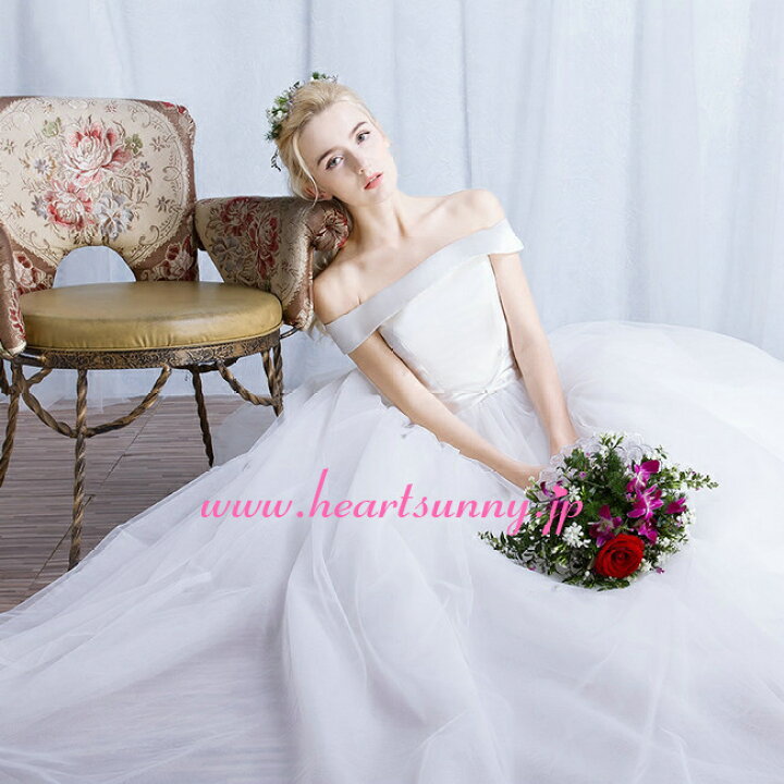 楽天市場】ウェディングドレス プリンセス☆B148☆光沢サテンオフ  