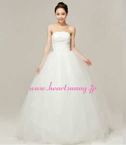 ウェディングドレス プリンセス☆E145☆パール飾り花柄ビスチェ 透明感オーガンジー 編み上げ☆HeartSunny【RCP】サイズオーダーメイド/結婚式/披露宴/二次会/大きい/小さい/ロングウエディン