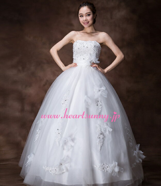 楽天市場】ウェディングドレス プリンセス☆E169☆ビーズ飾りボート  