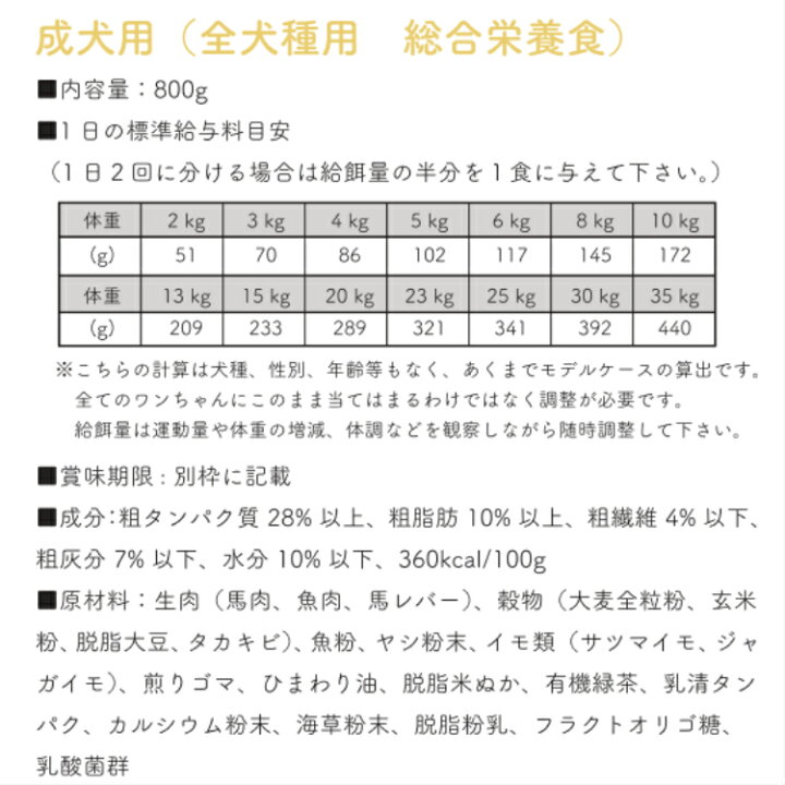 楽天市場 ドッグフード 国産 無添加 アレルギー シニア 子犬 ノーモア メタボ 馬肉 低アレルゲン お試し デカフェ抹茶入り カテキン ドライ 800グラム 送料無料 Smiledog726
